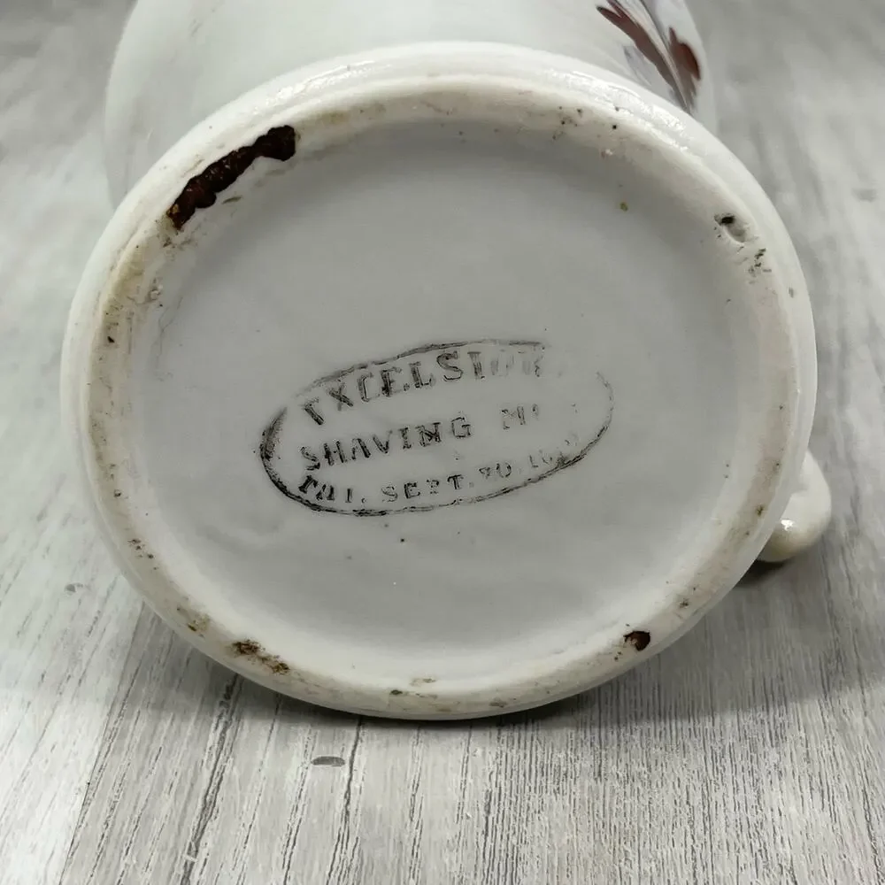 Antique Excelsior Hand Painted Porcelain Oak Leaf Acorn Shaving Scuttle Mug